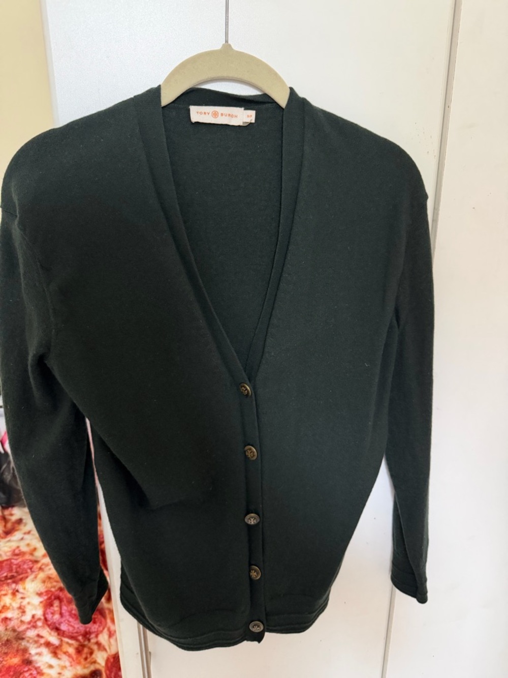 Tory Burch Green Knit Cardigan with Logo Tag